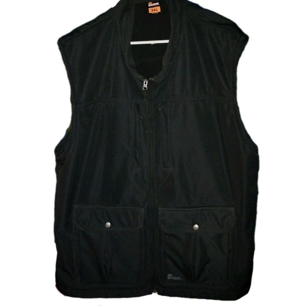 BERNE WORKWEAR Mens Vest 3XL Black Performance Zip Up Work Vest Sleeveless